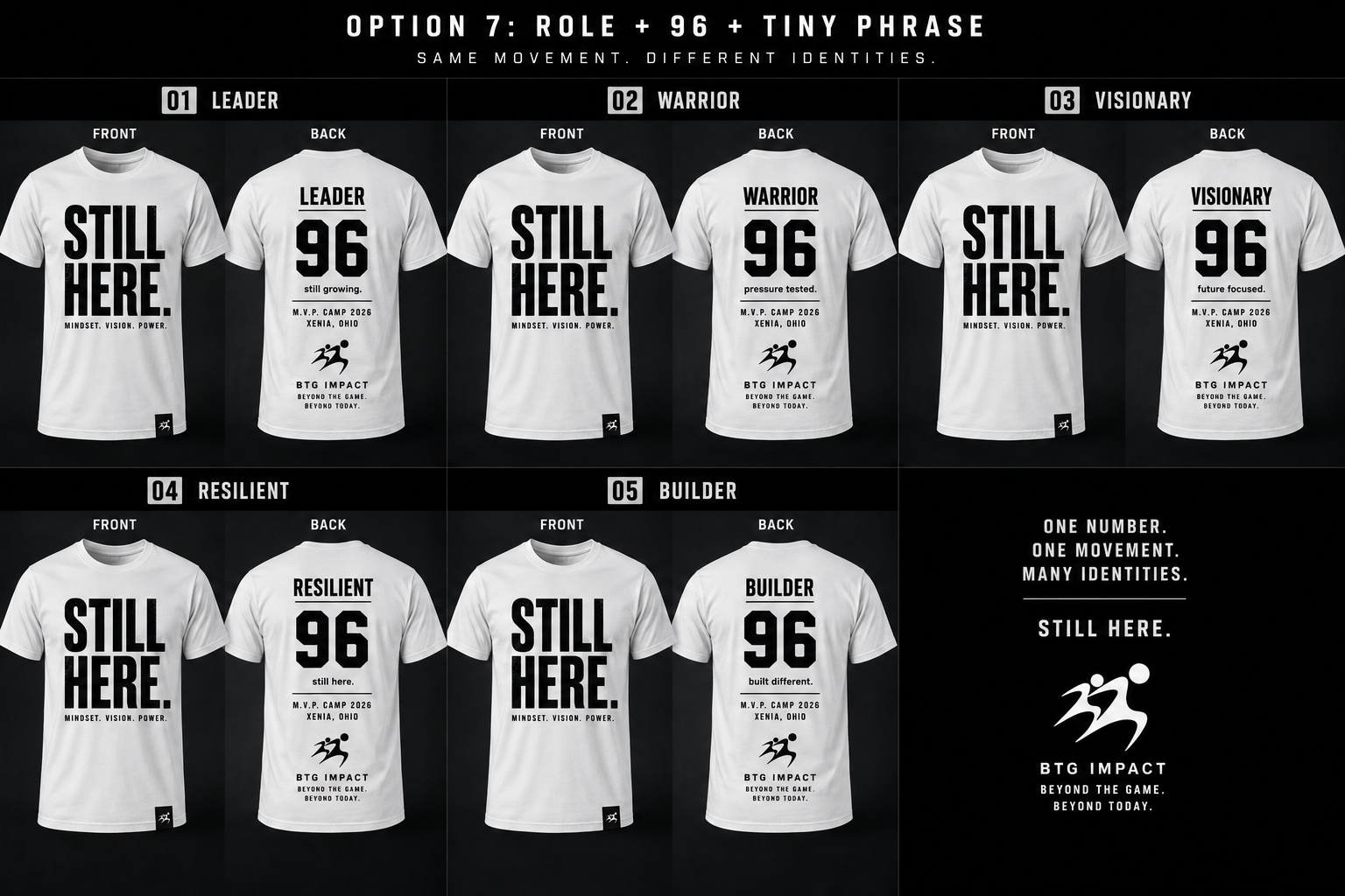 Still Here Movement Shirts - Leader, Warrior, Visionary, Resilient, Builder